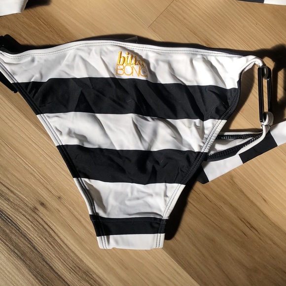 BILLABONG NWT 2 piece bathing suit. Black/white striped. Panty liner attached. - Picture 2 of 3